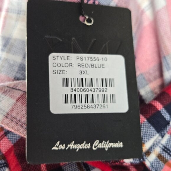 White Mark Size 3XL Button Up Tunic Top Long Sleeve Red White Blue Plaid NWT - Picture 11 of 15